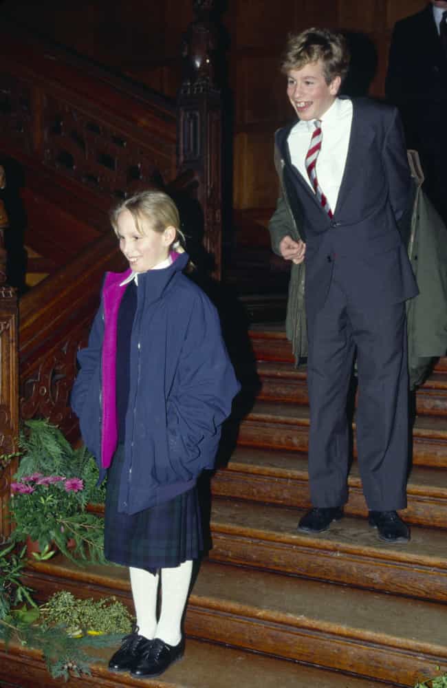 <p>Zara and Peter Phillips, the children of Anne, Princess Royal and Captain Mark Philips, at Port Regis School on the Dorset-Wiltshire border in southern England, in 1991.</p>