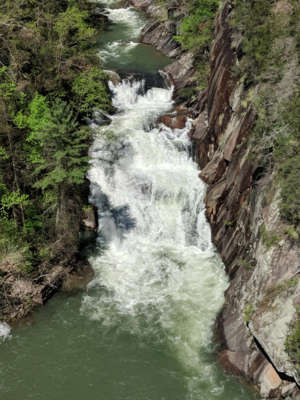 Overlooking L’Eau d’Or Falls deep inside Tallulah Gorge