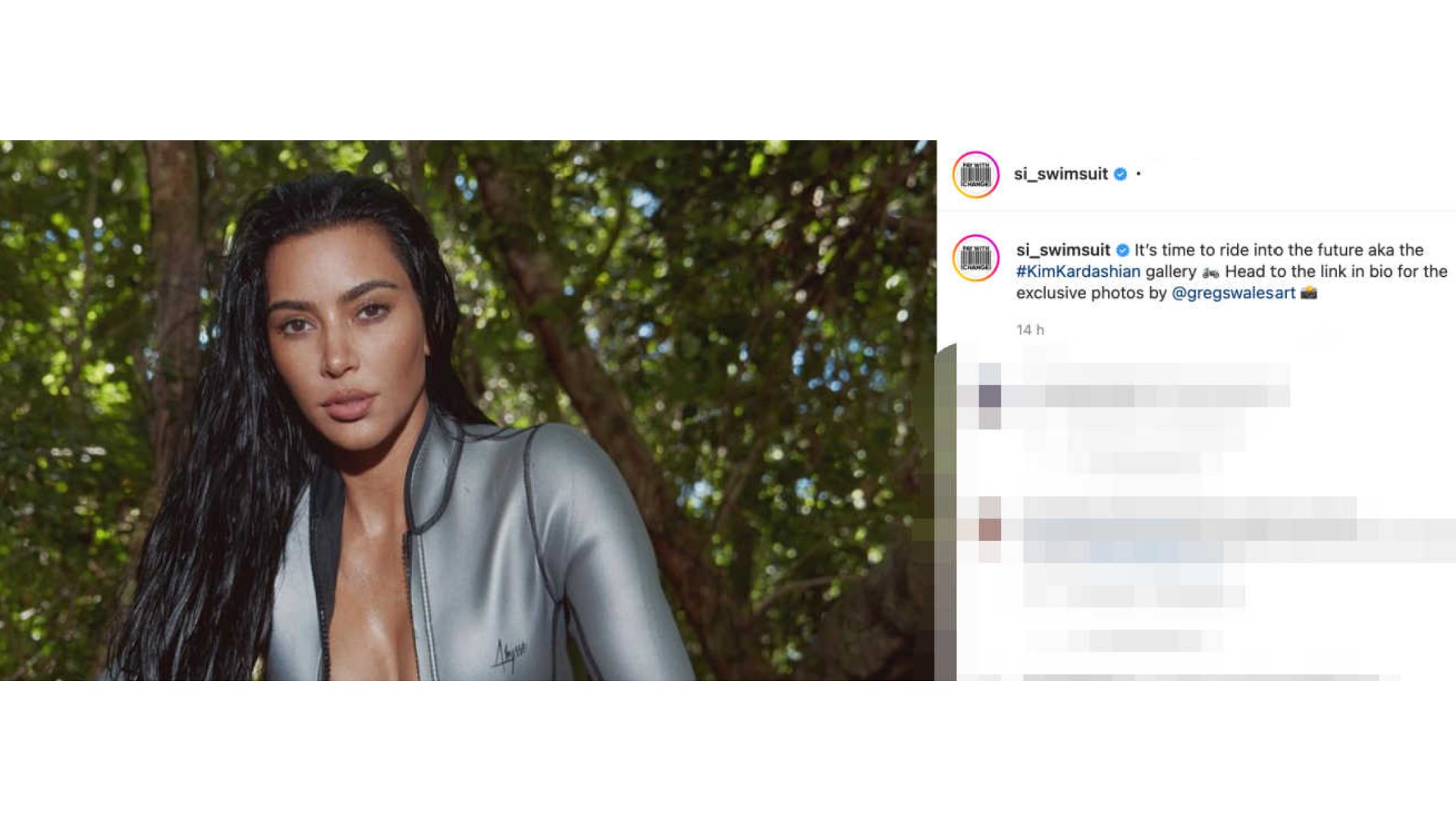 <p>Inside the magazine, Kim Kardashian's photo session is overwhelming. There is silver, black and a motorcycle. All very simple.</p> <p>Photo: Instagram - @si_swimsuit</p>