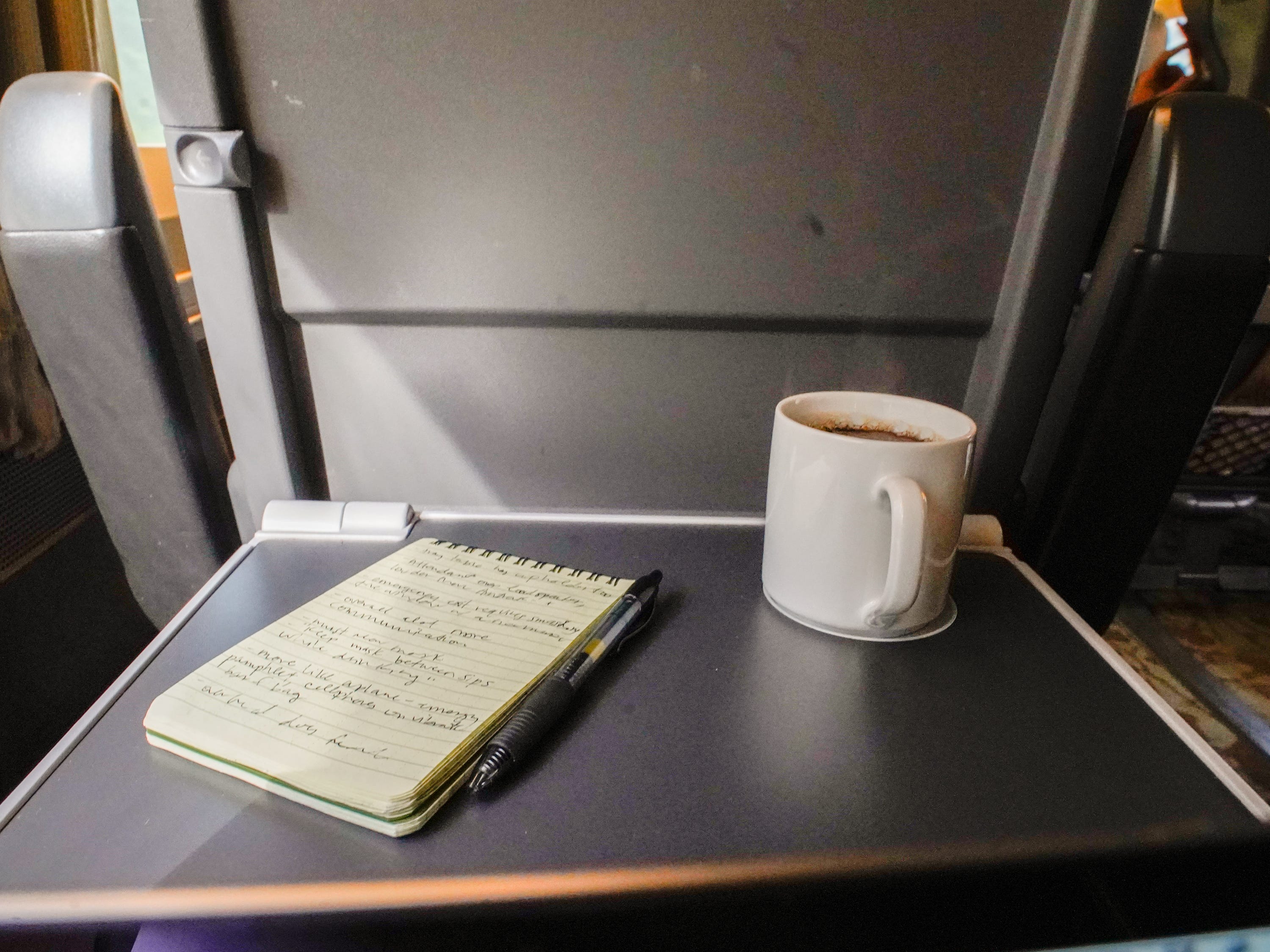Shortly after leaving, a train attendant came around with complimentary drink service. I ordered a coffee.