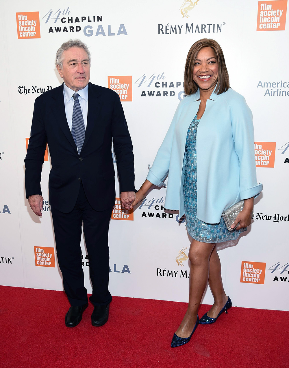 <p>Robert De Niro held hands with his wife Grace Hightower at the 2017 Chaplin Awards. While Robert sported a classic suit, his wife stunned in light blue.</p>