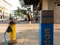 A City of Edmonton temporary water faucet for the public is seen attached to a Downtown fire hydrant in Edmonton in 2021. Measures to help Edmontonians cope with high temperatures will be enacted at 8 a.m. on Thursday, June 8, 2023, and will stay in effect for the weekend.