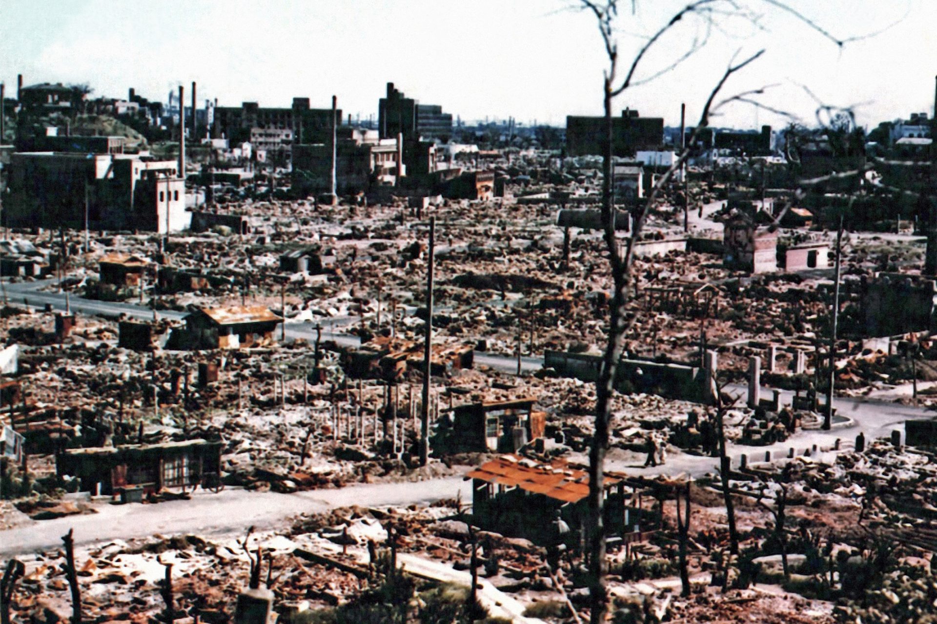 Город после взрыва. Последствия ядерного взрыва в Японии 1945 Хиросима и Нагасаки.