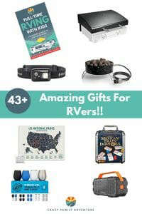 43+ awesome gifts for RVers! Great for a full-time RVer or a weekend RVer! Check out this post for great ideas on presents to buy the RVer in your life! 