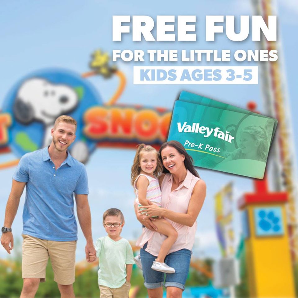 FREE Valleyfair Pre-K Pass For Children Ages 3-5