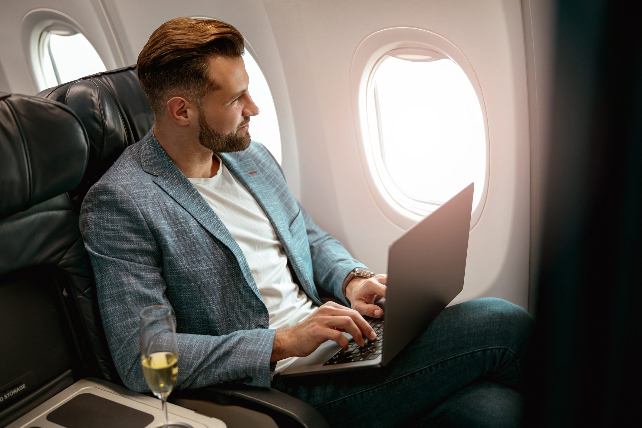 <p>If you're traveling for business, you can save time and reduce stress about what to wear on the plane by dressing in your <a href="https://www.rd.com/article/business-casual/">work outfit</a> before you get on the flight. "It's easy now to find business-looking yoga or stretchy pants and blazers for both men and women," says Caris. "If you have to head straight to the office or a meeting after your flight, it's not ideal to change in the lavatory or an airport bathroom stall. And it's one less thing to worry about, especially if the flight gets delayed."</p> <p><strong>Shop business casual pieces:</strong></p> <ul> <li><a href="https://www.amazon.com/Boston-Proper-Beyond-Travel-Boyfriend/dp/B09V6R1HLW" rel="noopener">Boston Proper Beyond Travel Boyfriend Blazer</a></li> <li><a href="https://www.amazon.com/Marycrafts-Womens-Stretch-Dress-Business/dp/B07ZK9HRL7" rel="noopener">Marycrafts Pull-On Stretch Yoga Dress Pants</a></li> <li><a href="https://www.mizzenandmain.com/products/red-navy-multi-check#img4" rel="noopener">Mizzen+Main Men's Leeward Dress Shirt</a></li> </ul>
