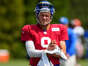 Los Angeles Rams quarterback Matthew Stafford (9) dries his hands between plays during a joint practice with Cincinnati Bengals, Wednesday, Aug. 24, 2022, at the Paycor Stadium practice fields in Cincinnati.  Los Angeles Rams At Cincinnati Bengals Joint Practice Aug 24 0040