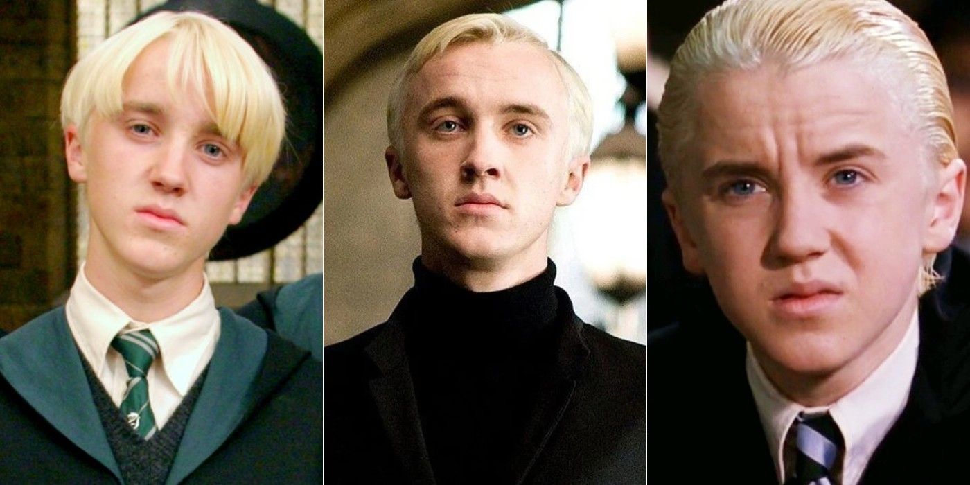 A split image of Draco Malfoy in Harry Potter