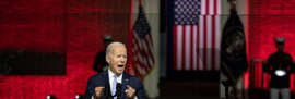 President Joe Biden speaks at Independence National Historical Park in Philadelphia on Sept. 1.