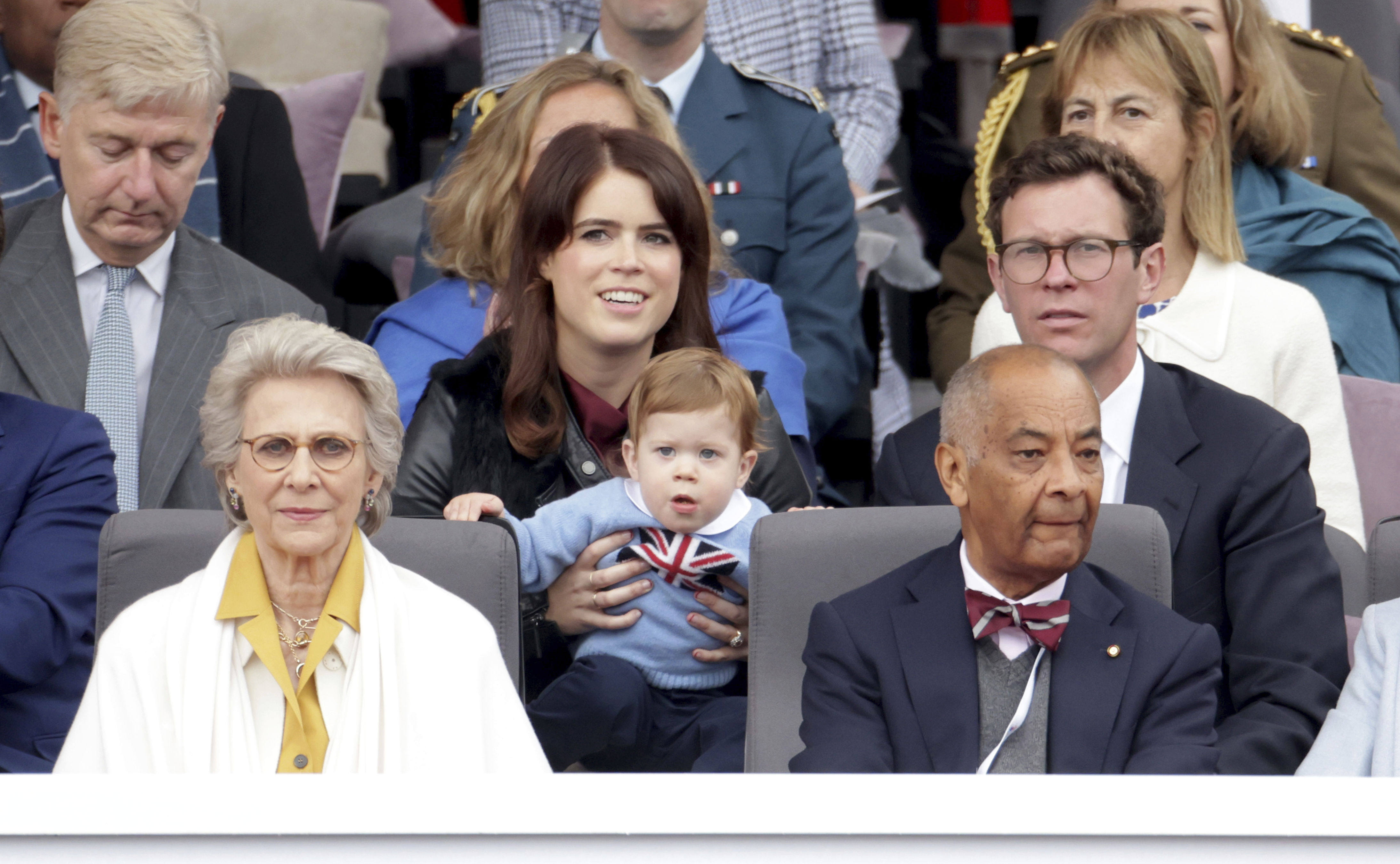 <p>Princess Eugenie and husband Jack Brooksbank's son, August Philip Hawke Brooksbank -- who was <a href="https://www.wonderwall.com/celebrity/stars-who-had-babies-adopted-children-or-revealed-births-in-2021-415575.gallery">born in February 2021</a> -- is 12th in the line of succession.</p>