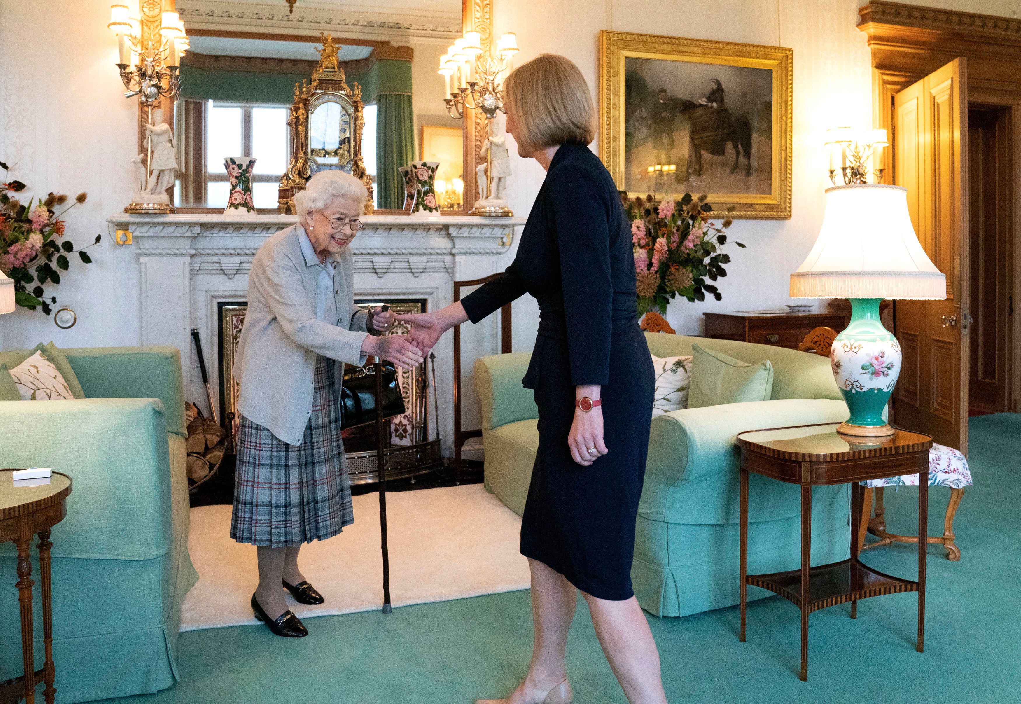 <p>In a royal first, Queen Elizabeth II welcomed Liz Truss to her home in the Scottish Highlands, Balmoral, where she invited the newly elected leader of the Conservative party to become prime minister, replacing Boris Johnson, and form a new government on Sept. 6, 2022. The meeting <a href="https://www.wonderwall.com/celebrity/photos/best-photos-royal-family-scotland-balmoral-castle-3020636.gallery?photoId=646606">marked the first time in the monarch's 70-year reign</a> that she did not appoint a new prime minister while in London but from her home in Scotland. The change was made because Her Majesty, who's long spent her summers in Scotland, was facing ongoing health issues so the decision was made to bring the politician -- the 15th prime minister she's had during her long reign -- to her. Just two days later, <a href="https://www.wonderwall.com/celebrity/celebrities-dignitaries-react-to-death-of-queen-elizabeth-ii-647756.gallery">she was dead at 96</a>.</p>