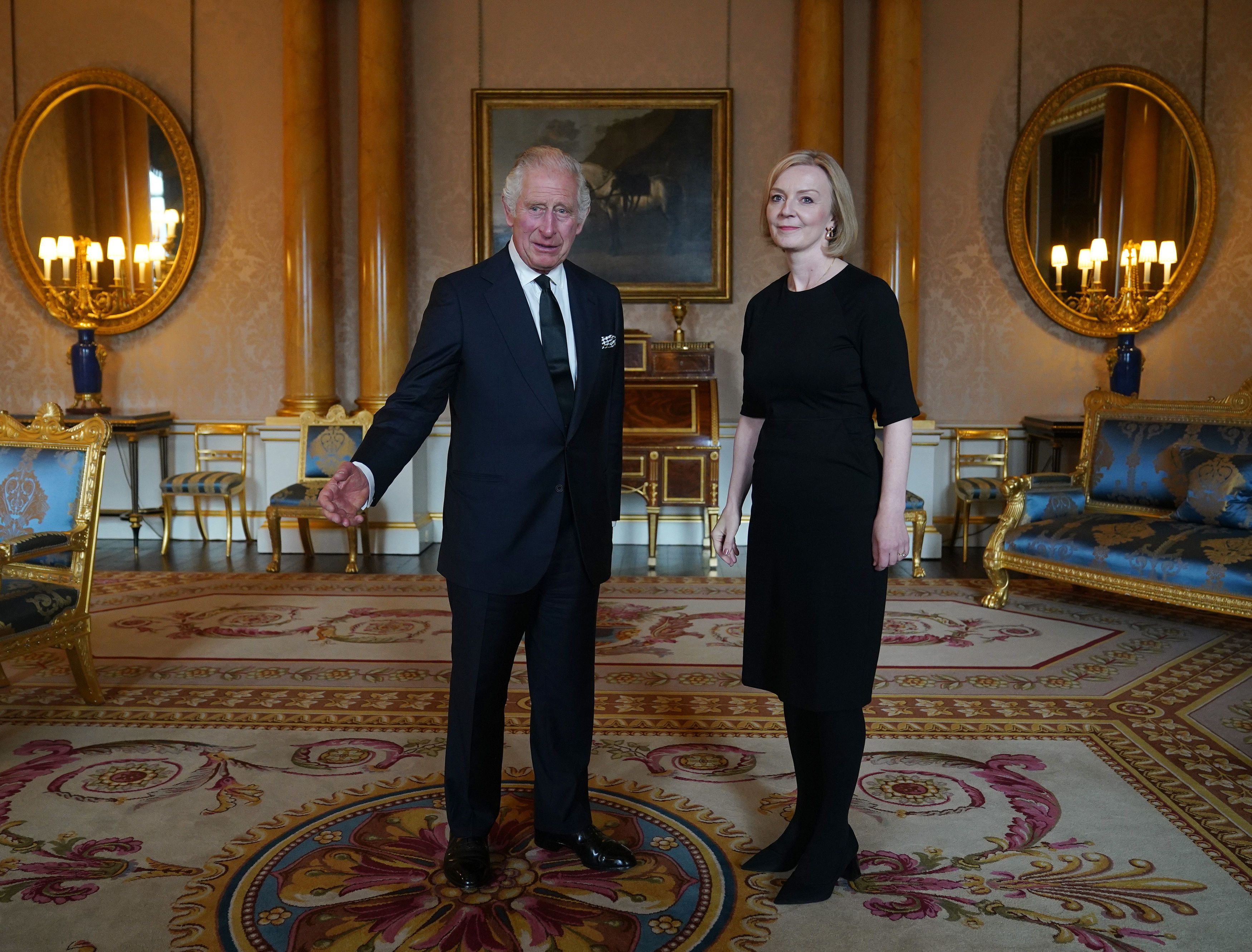 <p>King Charles III had his first audience with new Prime Minister Liz Truss at Buckingham Palace in London on Sept. 9, 2022, following <a href="https://www.wonderwall.com/celebrity/celebrities-dignitaries-react-to-death-of-queen-elizabeth-ii-647756.gallery">the death of his mother</a>, Queen Elizabeth II, one day earlier.</p>