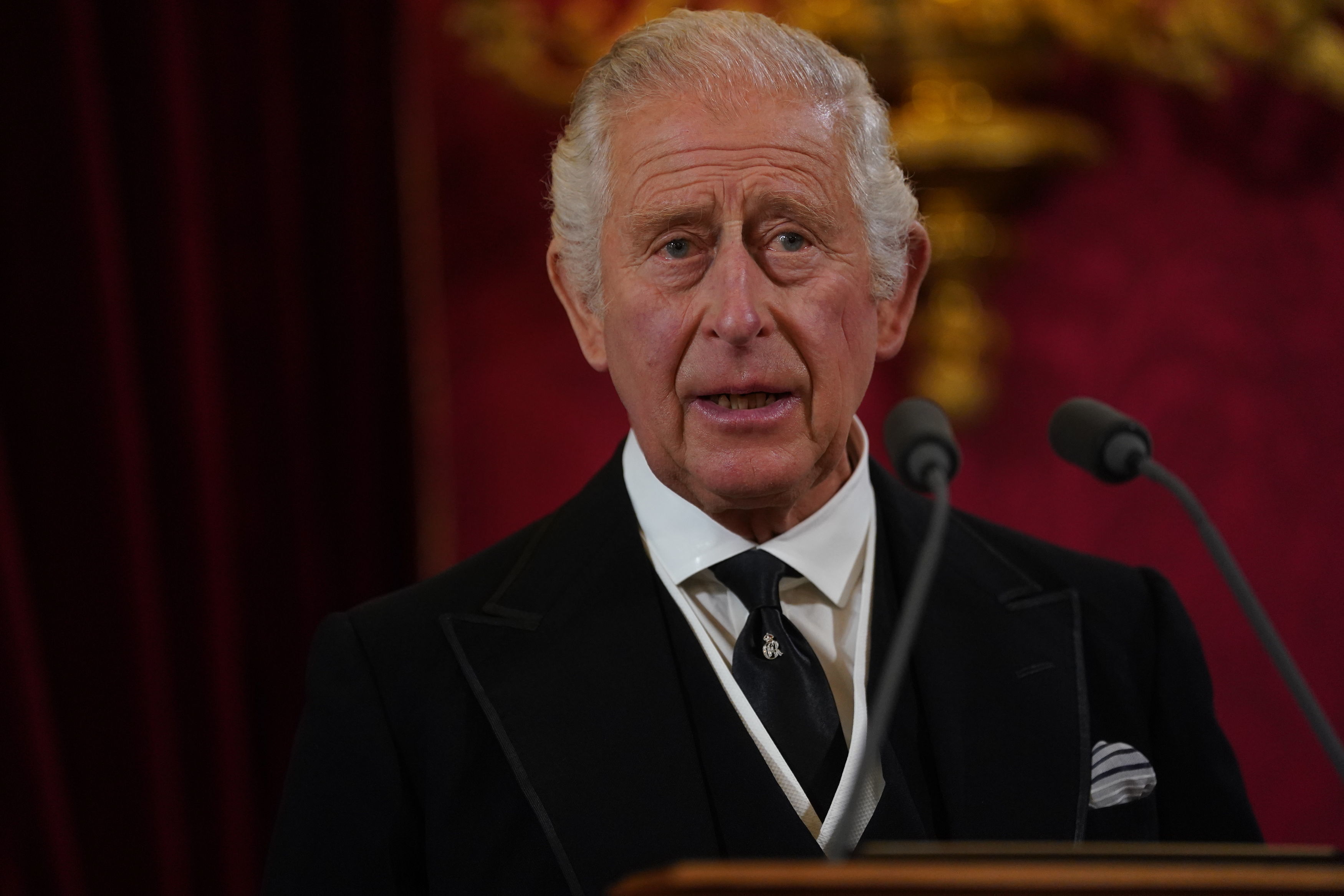 <p>King Charles III spoke after the Accession Council formally proclaimed him king in the throne room at St. James's Palace in London on Sept. 10, 2022. In his remarks, he honored his mother, Queen Elizabeth II -- who died two days earlier in Scotland -- and told those assembled, "My mother's reign was unequalled in its duration, its dedication and its devotion. Even as we grieve, we give thanks for this most faithful life. I am deeply aware of this great inheritance and of the duties and heavy responsibilities of Sovereignty which have now passed to me." He also thanked his spouse and promised to continue the same financial arrangement his mother had with the government. "In all this, I am profoundly encouraged by the constant support of my beloved wife," Charles said. "I take this opportunity to confirm my willingness and intention to continue the tradition of surrendering the hereditary revenues, including the Crown Estate, to my government for the benefit of all, in return for the Sovereign Grant, which supports my official duties as head of state and head of nation." he concluded his remarks, "And in carrying out the heavy task that has been laid upon me, and to which I now dedicate what remains to me of my life, I pray for the guidance and help of Almighty God."</p>