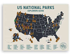 Epic Adventure Maps US National Parks Scratch Off Poster, National Park Posters Reveals Pine Shaped...