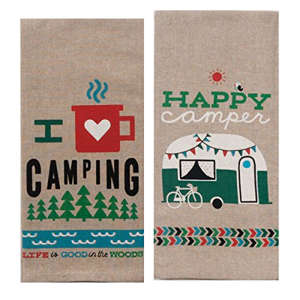 Kay Dee Designs Camping Adventures Chambray Towel Set - One Each Happy Camper & I Heart Camping