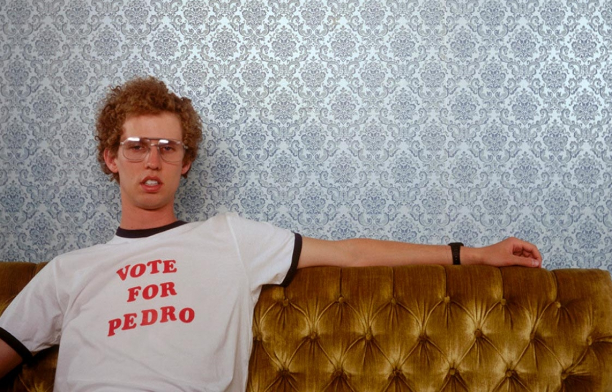 <p>One of the best independent films ever made, Napoleon Dynamite is about a very nerdy and introverted high school student who becomes friends with an immigrant who desires to be class president, while trying to pursue a romance with a classmate. Hey, VOTE PEDRO!</p>