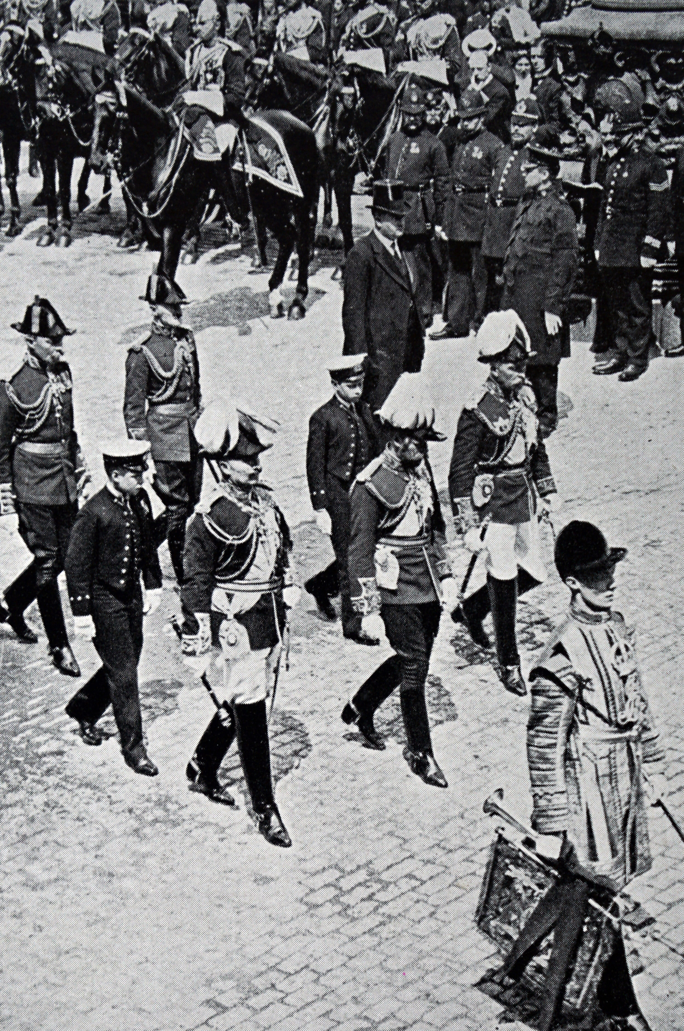 <p>Britain's newly minted King George V walked behind the coffin of his father, King Edward VII -- the eldest son of Queen Victoria and Prince Albert -- during the funeral procession on May 20, 1910, following the monarch's death at 68 at Buckingham Palace in London two weeks earlier. Edward VII was buried in St. George's Chapel at Windsor Castle.</p>