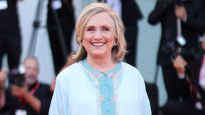 Hillary Clinton walked the red carpet for "White Noise' at the Venice Film Festival on Wednesday. Andreas Rentz