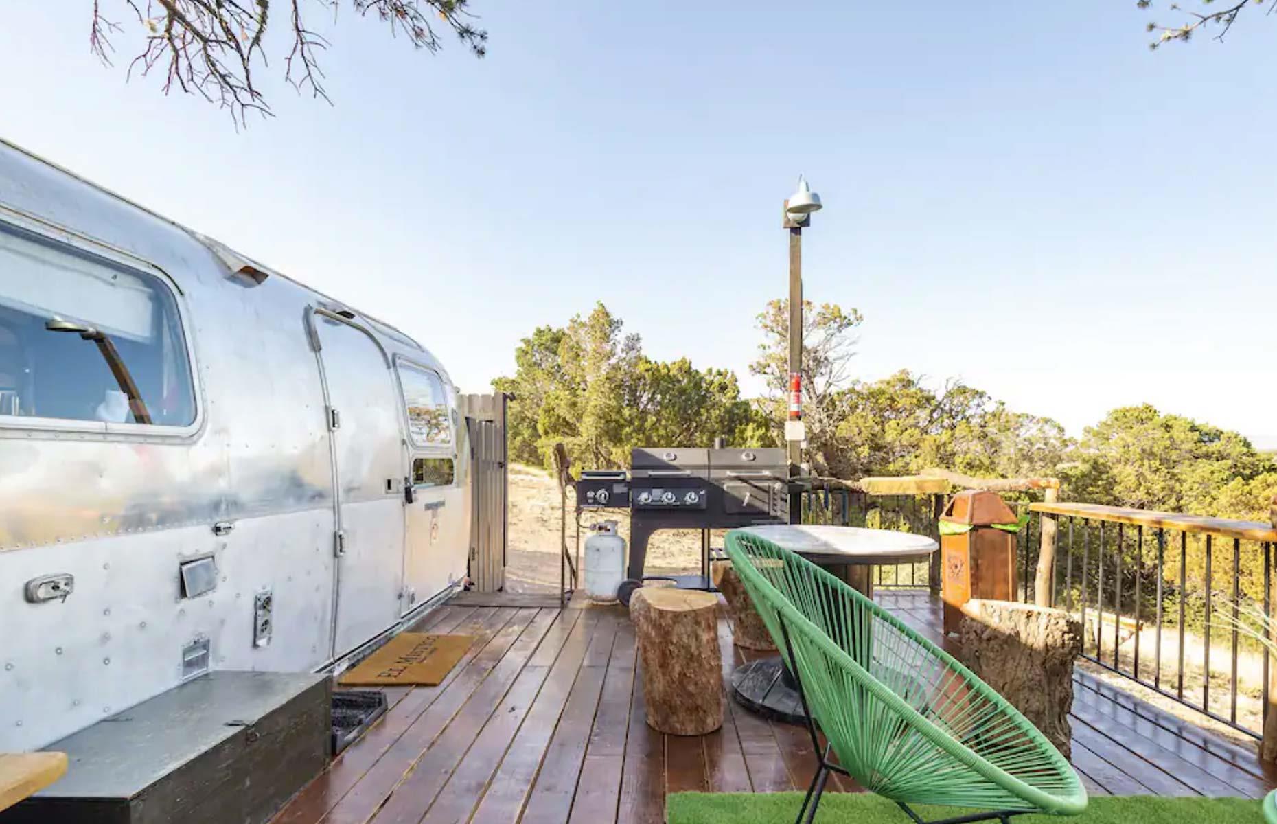 <p>Airstream restorations don't get much more stylish than this. Situated in New Mexico on the <a href="https://www.airbnb.co.uk/rooms/53012873">El Mistico Glamping Ranch</a>, this retro residence, known as the Silver Bullet, offers a truly unique spot to lay your head. Outside, there's a BBQ deck, while inside you'll find a pretty spectacular living space. </p>