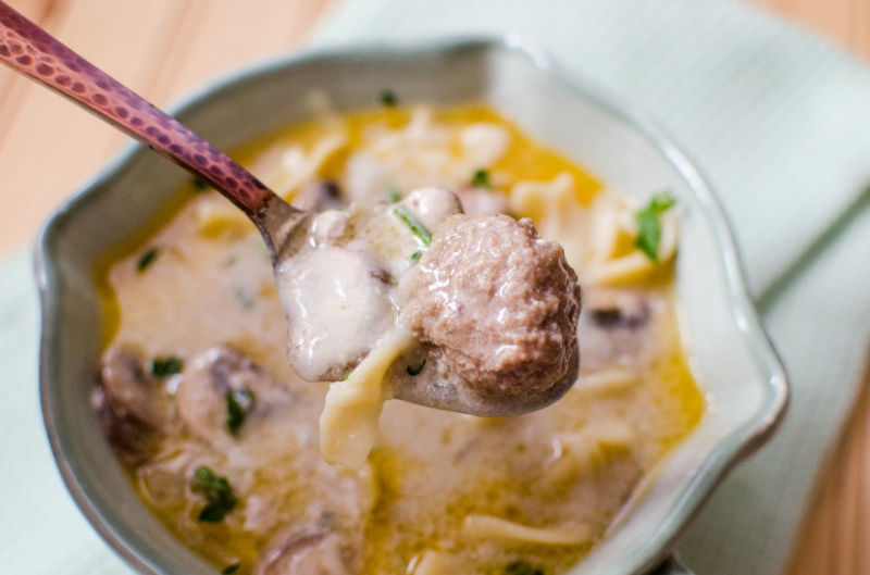 Easy Crockpot Meatball Stroganoff Soup