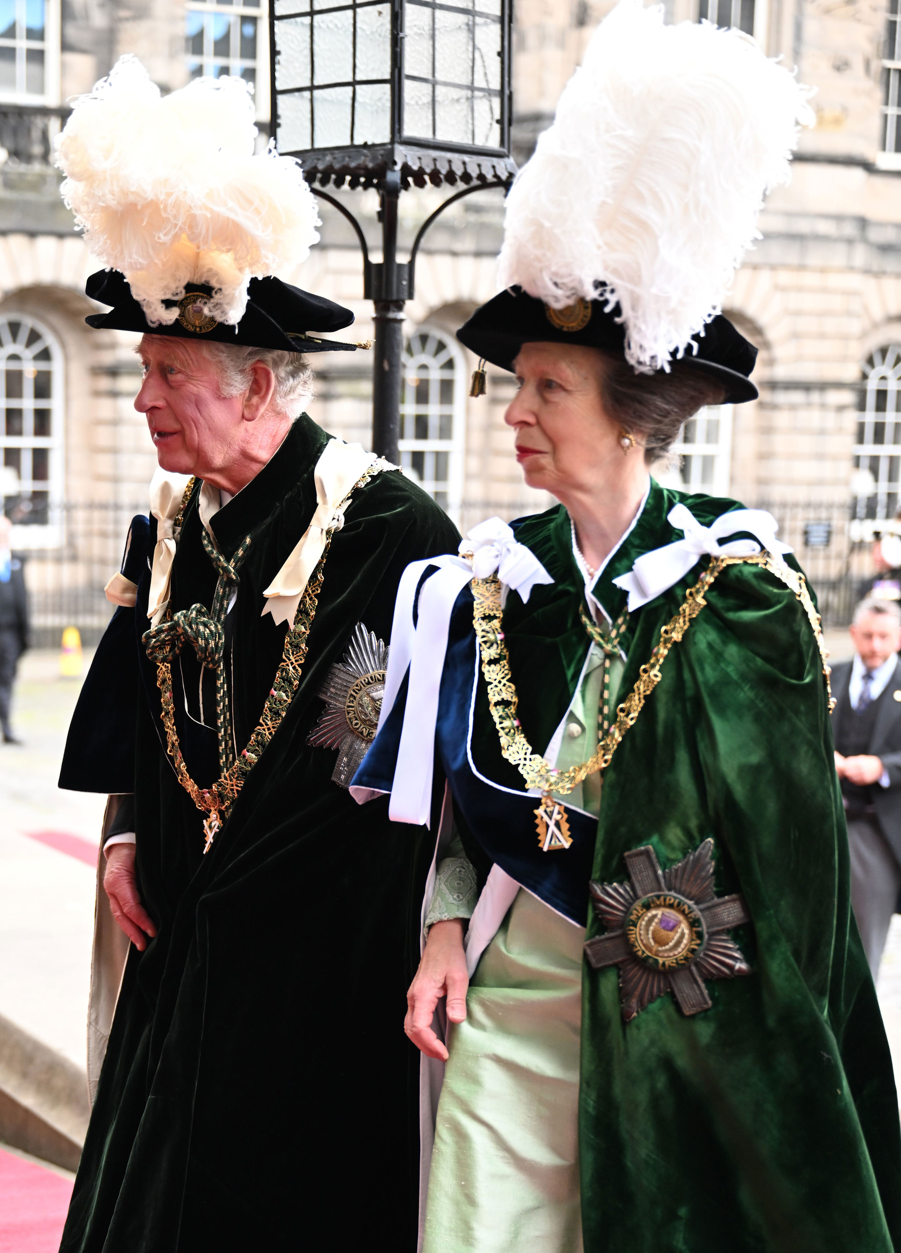 <p>Prince Charles and Princess Anne attended a service for the Order of the Thistle -- the highest order of chivalry in Scotland -- where they helped install two <span>new members at St. Giles' Cathedral in Edinburgh, Scotland, on June 30, 2022.</span></p>