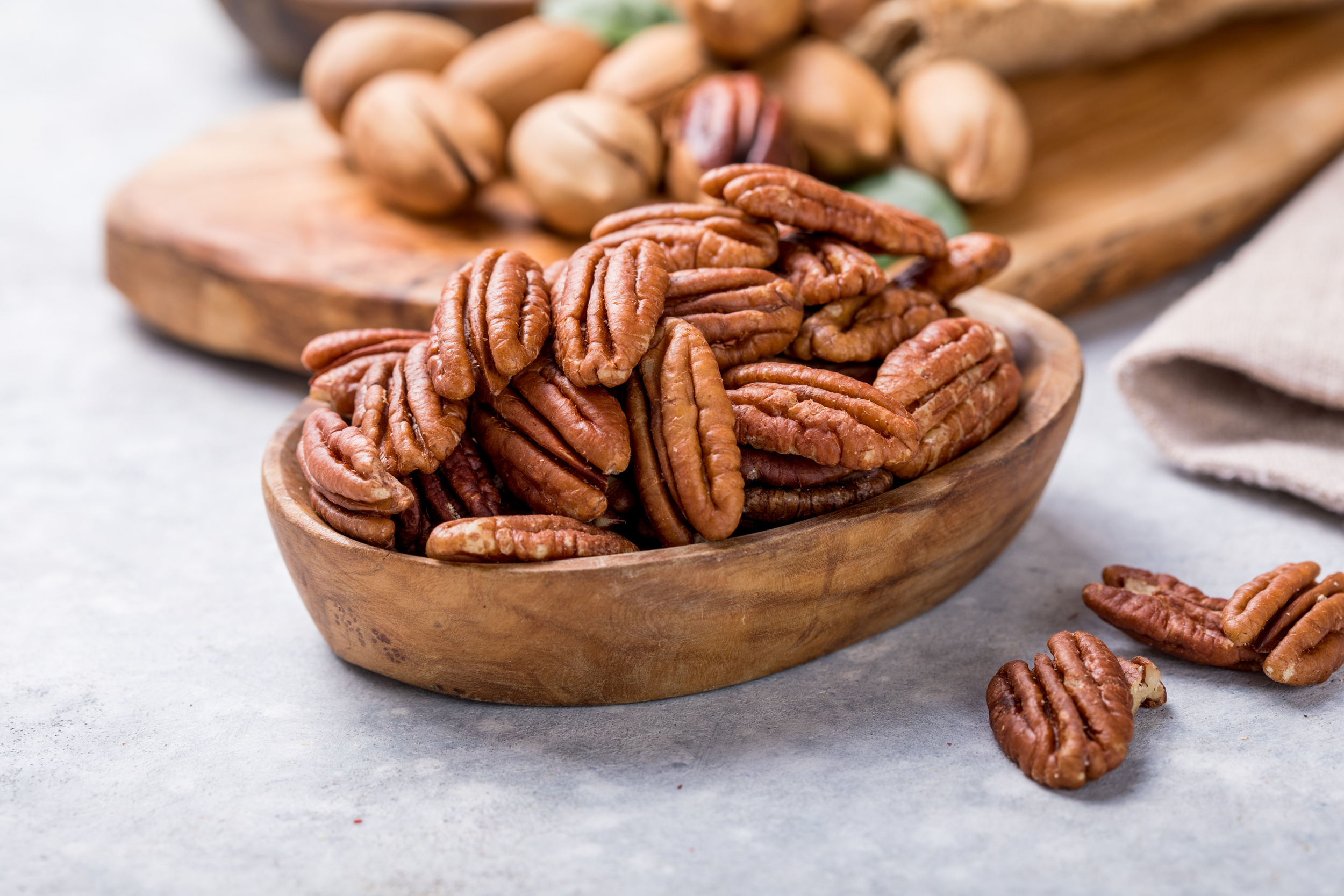 <p>Pecans are a perfectly balanced nut: They have a not-too-hard, not-too-soft texture, and they’re just a little bit sweet. They also contain 19 vitamins and minerals—including vitamins A, B, and E, as well as calcium, magnesium, and phosphorus—and also some fiber and protein. They’re sort of similar to walnuts but a bit cheaper!</p>