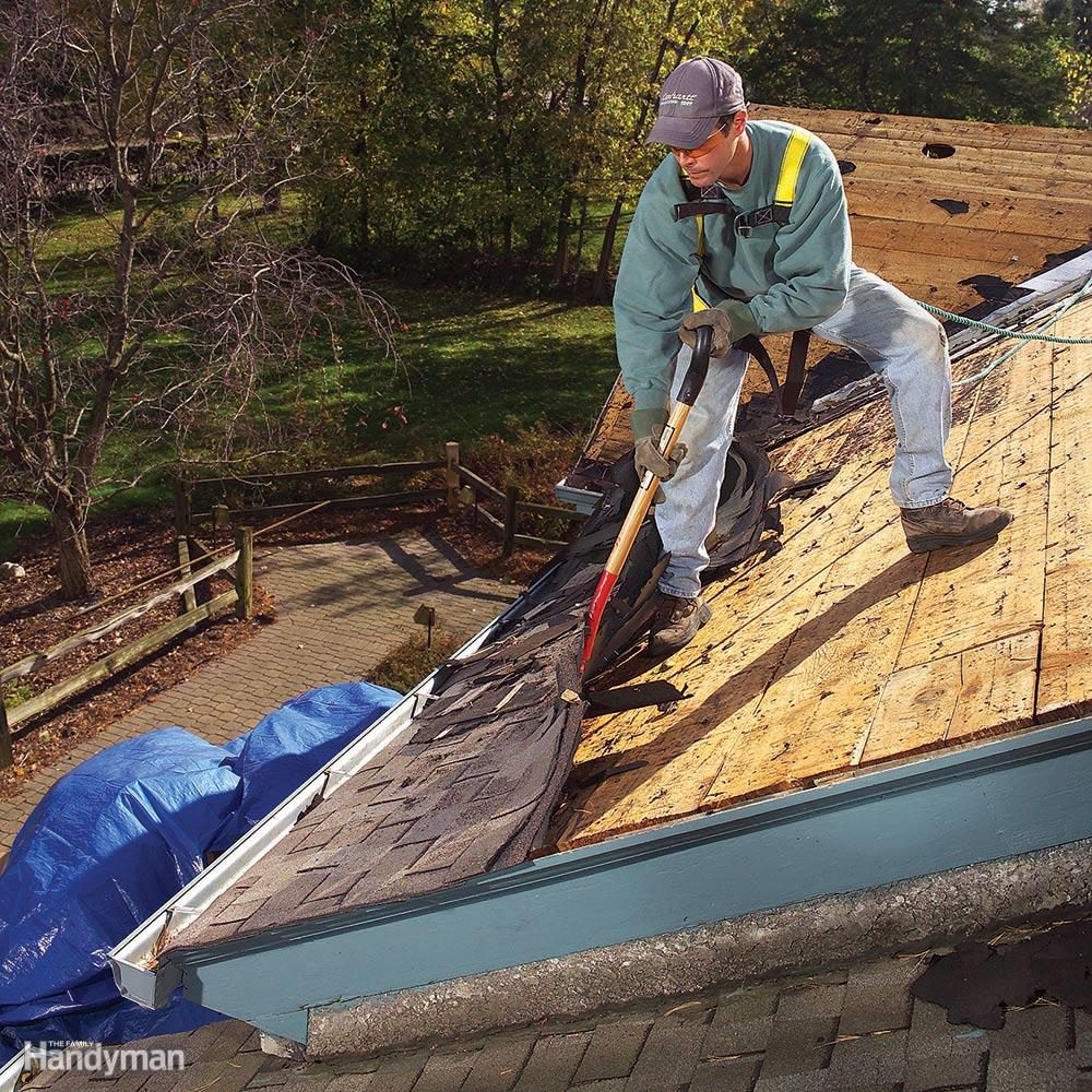 <div class="tip"> <div class="tip-content">When you're comparing bids, ask if the roofing contractor recommends <a href="https://www.familyhandyman.com/project/roof-removal-how-to-tear-off-roof-shingles/">tearing off the old shingles</a>. Removing the old roofing materials allows the roofing contractor to inspect the roof sheathing and repair rot or other damage, exposes problems with flashings, and provides a smooth surface that's easier to waterproof and roof over.</div> </div>