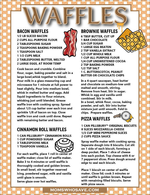 4 Creative Waffle Recipes + A Printable