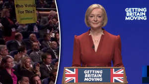 Greenpeace hecklers interrupt Liz Truss speech at Tory party conference