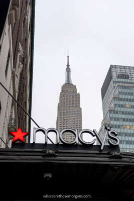 Empire State Building and Macy’s storefront view