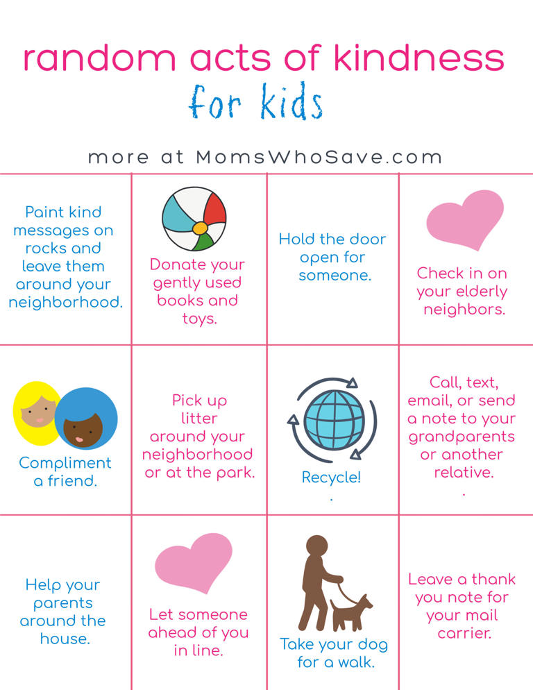 Teach Kids to Practice Kindness (30 Ideas + a Free Printable)