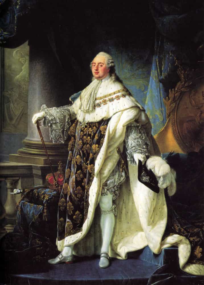 <p>En este retrato pintado por Antoine-François Callet en 1788, el rey francés parece más bien un globo colorado recién salido de la cama.</p>