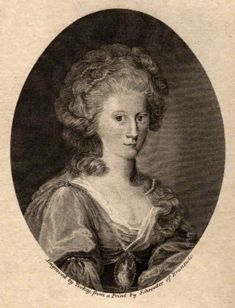 <p>Parece que este otro retrato de 1795 tampoco le hizo mucha justicia a la reina Carolina. Esas pupilas están sospechosamente dilatadas, ¿no?</p>