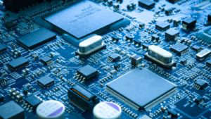 semiconductor stocks Close-up electronic circuit board. technology style concept. representing semiconductor stocks