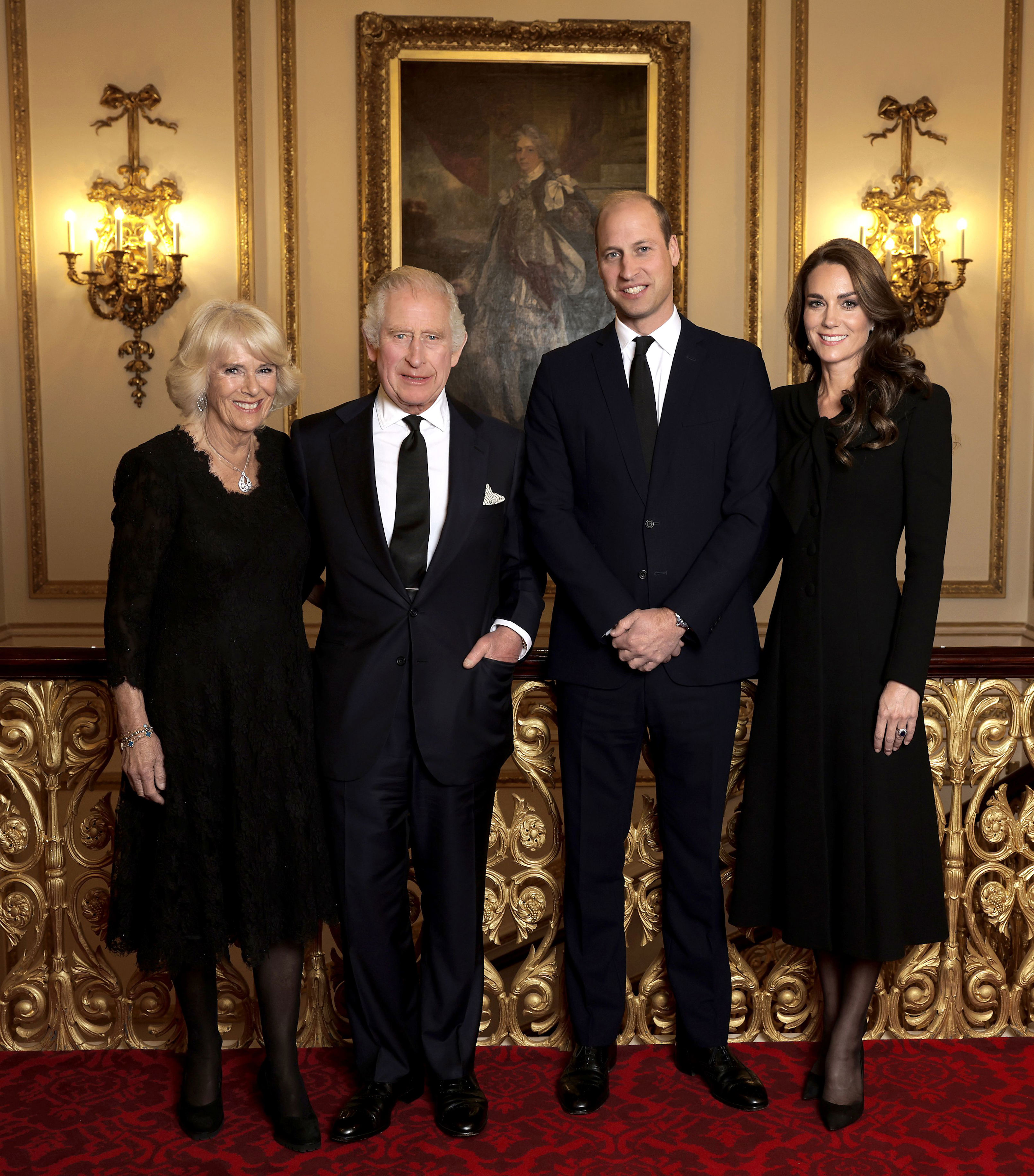 <p>On Oct. 1, 2022, Buckingham Palace released this photo taken on Sept. 18, 2022 -- the eve of Queen Elizabeth II's funeral -- making it clear which royals are at the heart of the new monarchy: King Charles III and Queen Consort Camilla posed next to Prince William and Princess Kate ahead of a reception for heads of state and official overseas guests at Buckingham Palace in London.</p>
