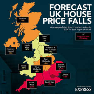 UK map of house prices 2024 forecast