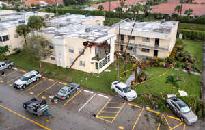 Damage to King's Point condos from possible tornado from Hurricane Ian on September 28, 2022.