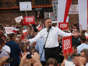 Wybory prezydenckie 2020 - II tura. Ubiegający się o reelekcję prezydent RP Andrzej Duda podczas spotkania z wyborcami w Nowej Soli