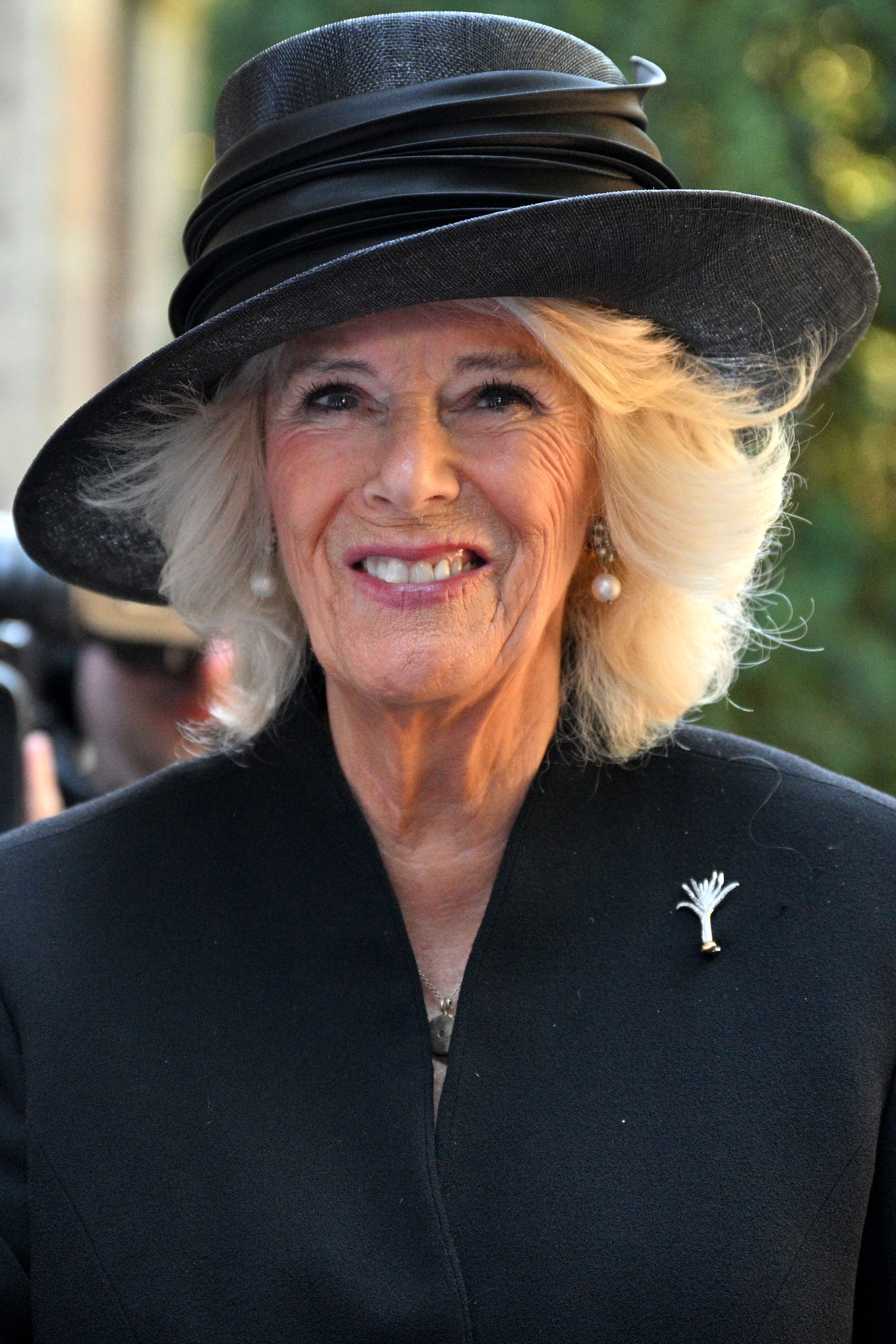 <p>Camilla, Queen Consort attended a Service of Prayer and Reflection for the life of Queen Elizabeth II at Llandaff Cathedral in Cardiff, Wales, on Sept. 16, 2022. On the visit -- which concluded her tour of the four nations of the U.K. alongside husband King Charles III following the death of the queen on Sept. 8 -- Camilla wore a diamond brooch in the shape of a leek, a national symbol of Wales, which is a replica of the late queen's Welsh Guards Leek Brooch.</p>