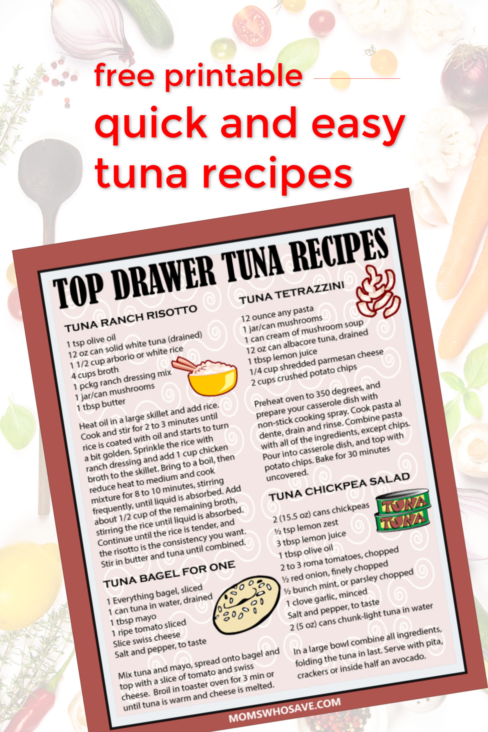 4 Quick and Easy Tuna Meals (Free Printable)