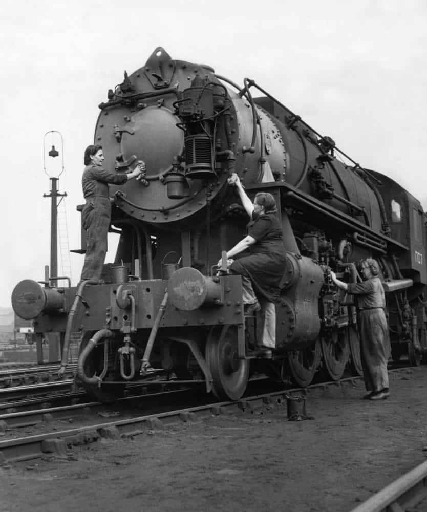 <p>An American locomotive, one of the first batch to arrive in the United Kingdom for many years, is seen being cleaned by a team of women in 1943 before the giant engine is put into service. </p><p>Sources: (<a href="https://www.nationalww2museum.org/students-teachers/student-resources/research-starters/research-starters-women-world-war-ii#:~:text=While%20the%20most%20famous%20image,200%2C000%20served%20in%20the%20military." rel="noopener">The National WWII Museum</a>) (<a href="https://www.thehistorypress.co.uk/articles/how-lorenz-was-different-from-enigma/" rel="noopener">The History Press</a>) (<a href="https://www.iwm.org.uk/history/who-was-violette-szabo" rel="noopener">Imperial War Museums</a>) (<a href="https://time.com/5892932/a-call-to-spy-real-history/" rel="noopener">Time</a>)</p><p>See also: <a href="https://www.starsinsider.com/lifestyle/192203/how-american-women-were-depicted-on-military-and-employment-recruiting-posters-during-world-war-ii">How American women were depicted on military and employment recruiting posters during World War II</a></p><p><a href="https://www.msn.com/en-us/community/channel/vid-7xx8mnucu55yw63we9va2gwr7uihbxwc68fxqp25x6tg4ftibpra?cvid=94631541bc0f4f89bfd59158d696ad7e">Follow us and access great exclusive content everyday</a></p>