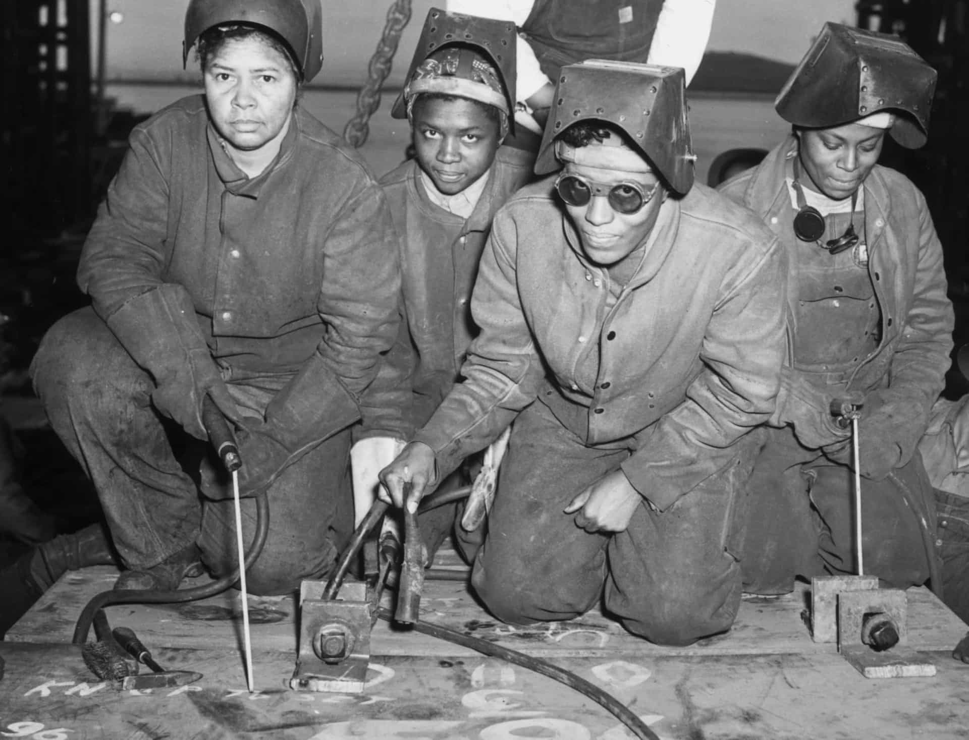 <p>The Second World War saw a great reduction in racial tension between American blacks and whites. Race discrimination was prohibited by law in the defense industry, and many African Americans worked side-by-side with whites in defense jobs. Pictured: African American women welders prepare to work on SS <em>George Washington Carver</em> docked at Richmond, California.</p><p><a href="https://www.msn.com/en-us/community/channel/vid-7xx8mnucu55yw63we9va2gwr7uihbxwc68fxqp25x6tg4ftibpra?cvid=94631541bc0f4f89bfd59158d696ad7e">Follow us and access great exclusive content everyday</a></p>