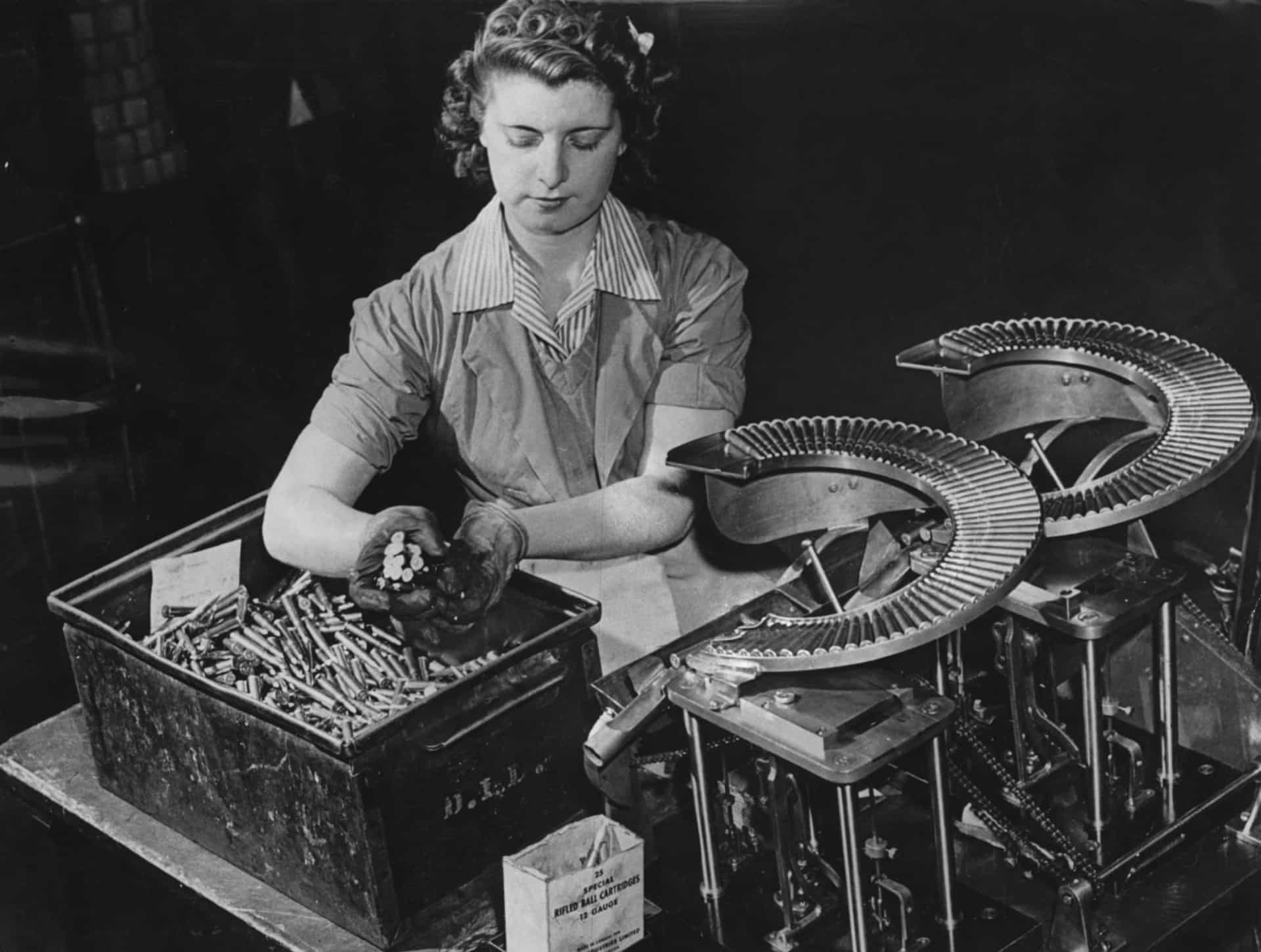 <p>During the war in factories all over Canada, thousands of women were employed in small arms ammunition production. Plant managers reported that in all operations where girls had replaced men, a high standard of workmanship had been maintained. This 1942 photograph shows a female worker loading a machine gun magazine.</p><p><a href="https://www.msn.com/en-us/community/channel/vid-7xx8mnucu55yw63we9va2gwr7uihbxwc68fxqp25x6tg4ftibpra?cvid=94631541bc0f4f89bfd59158d696ad7e">Follow us and access great exclusive content everyday</a></p>