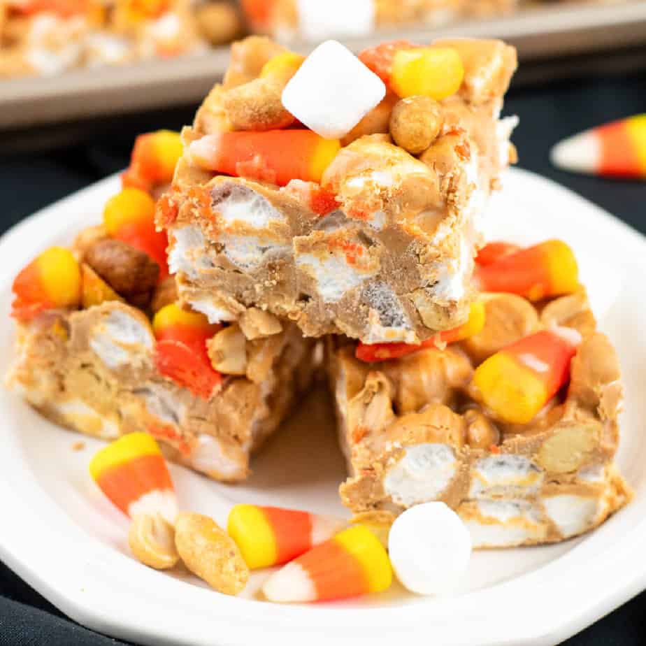 Candy Corn Peanut Butter Bars (No Bake!)