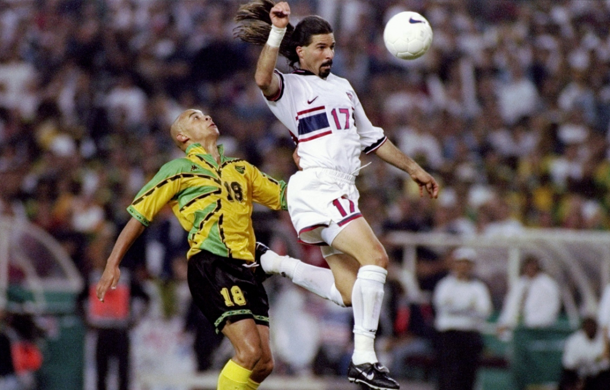 <p>A leader at the back, Marcelo Balboa was one of the most solid and best defenders the USMNT has ever produced. Balboa played in three World Cup’s and earned 127 caps and scored 13 goals.</p>