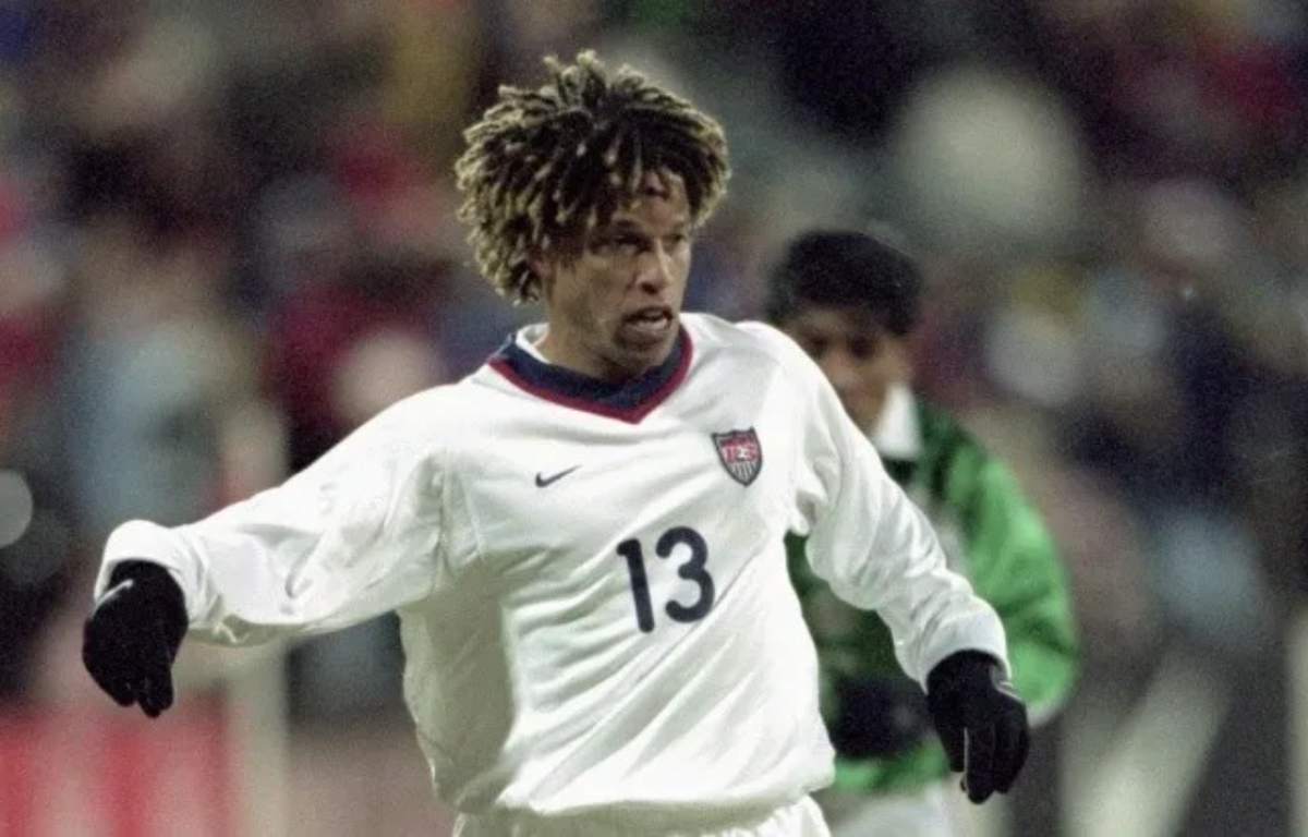 <p>The most capped player in USMNT history, Cobi Jones was always there be it as a starter or sub off the bench, Cobi had that speed and ball control needed when called upon. Jones played in three World Cups and earned 164 caps for the US scoring 15 goals.</p>