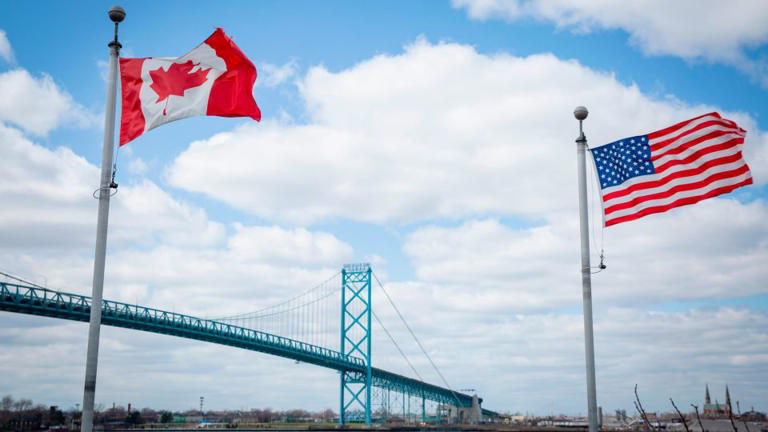 The Ambassador Bridge spans the Detroit River to connect Windsor, Ontario, to Detroit, Michigan. - Tara Walton/The Washington Post/Getty Images