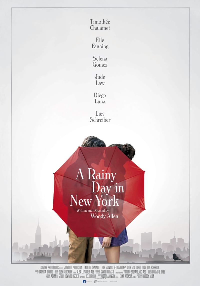 <p>A Rainy Day in New York is one of Woody Allen's most recent works, released only a couple months ago. The romantic comedy stars Selena Gomez, Timothée Chalamet, and Diego Luna, among others. The movie follows the story of a young student who tries to further bond with his college girlfriend.</p>