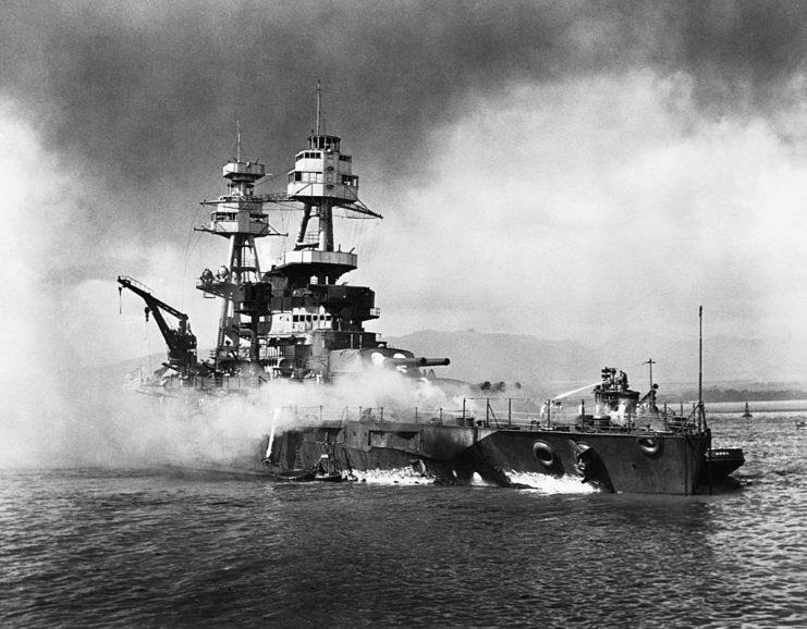 <p>Despite the <a href="https://www.warhistoryonline.com/ships/uss-nevada-bb-36.html" rel="noopener">USS <em>Nevada</em></a> (BB-36) suffering enough damage to be set aflame (one torpedo and six bomb strikes), she was the only vessel to get underway and try to escape from <a href="https://www.nps.gov/perl/learn/historyculture/battleship-row.htm" rel="noopener">Battleship Row</a> during the attack on Pearl Harbor. Dubbed "<a href="https://en.wikipedia.org/wiki/USS_Nevada_(BB-36)" rel="noopener">the only bright spot in an otherwise dismal and depressing morning</a>," she was later repaired and served as a convoy escort throughout the Second World War.</p>