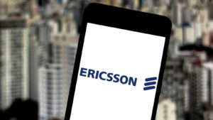 Ericsson (ERIC) logo on a smartphone screen.